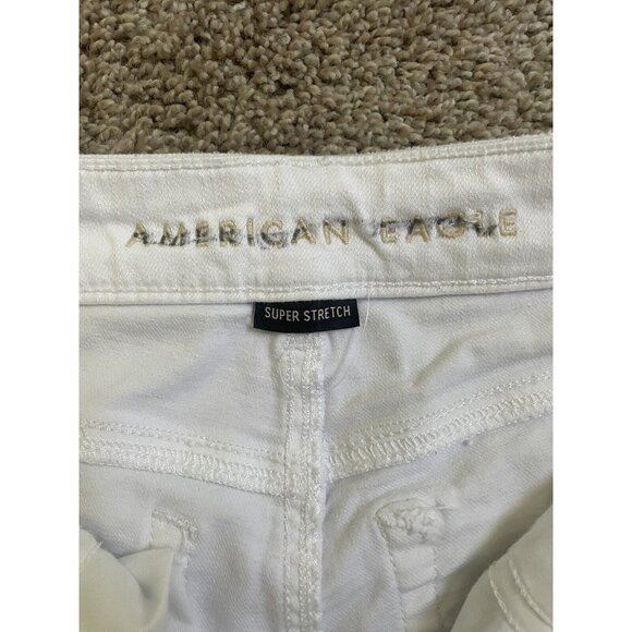 American Eagle Shorts Women Sz 0 White Denim High Waisted Distressed Raw Hem - Picture 7 of 9